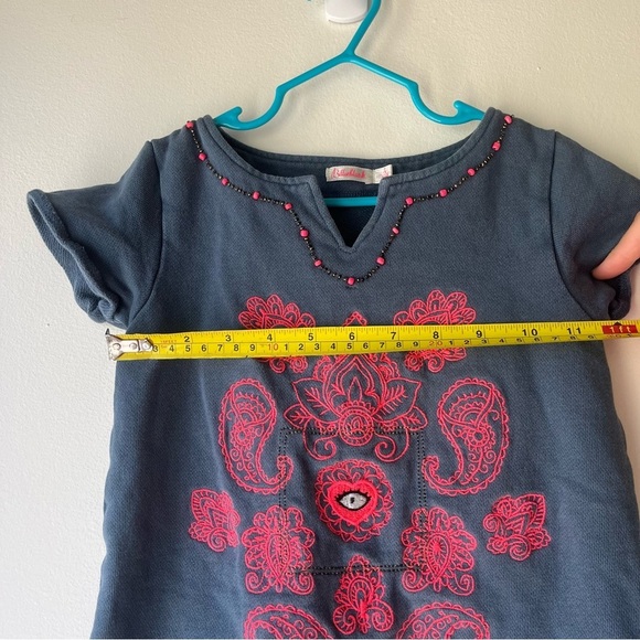 🌼 5/$25 Billieblush Girls Embroidered Beaded Knit Dress Blue Pink Paisley Size 4 - Picture 9 of 14